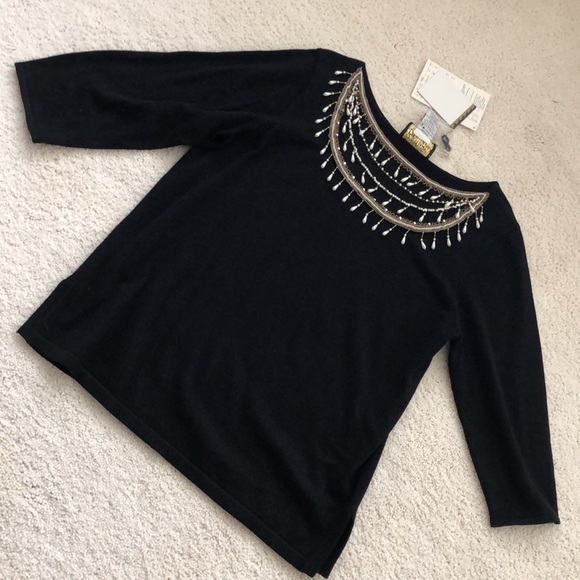 NWT Gorgeous! Pearl Beaded Embellished Sweater by Bob Mackie - Picture 2 of 16